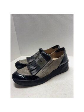 Wonders Flex Grey Suede Black Fringed Kiltie Platform Loafers Spain 41 10.5